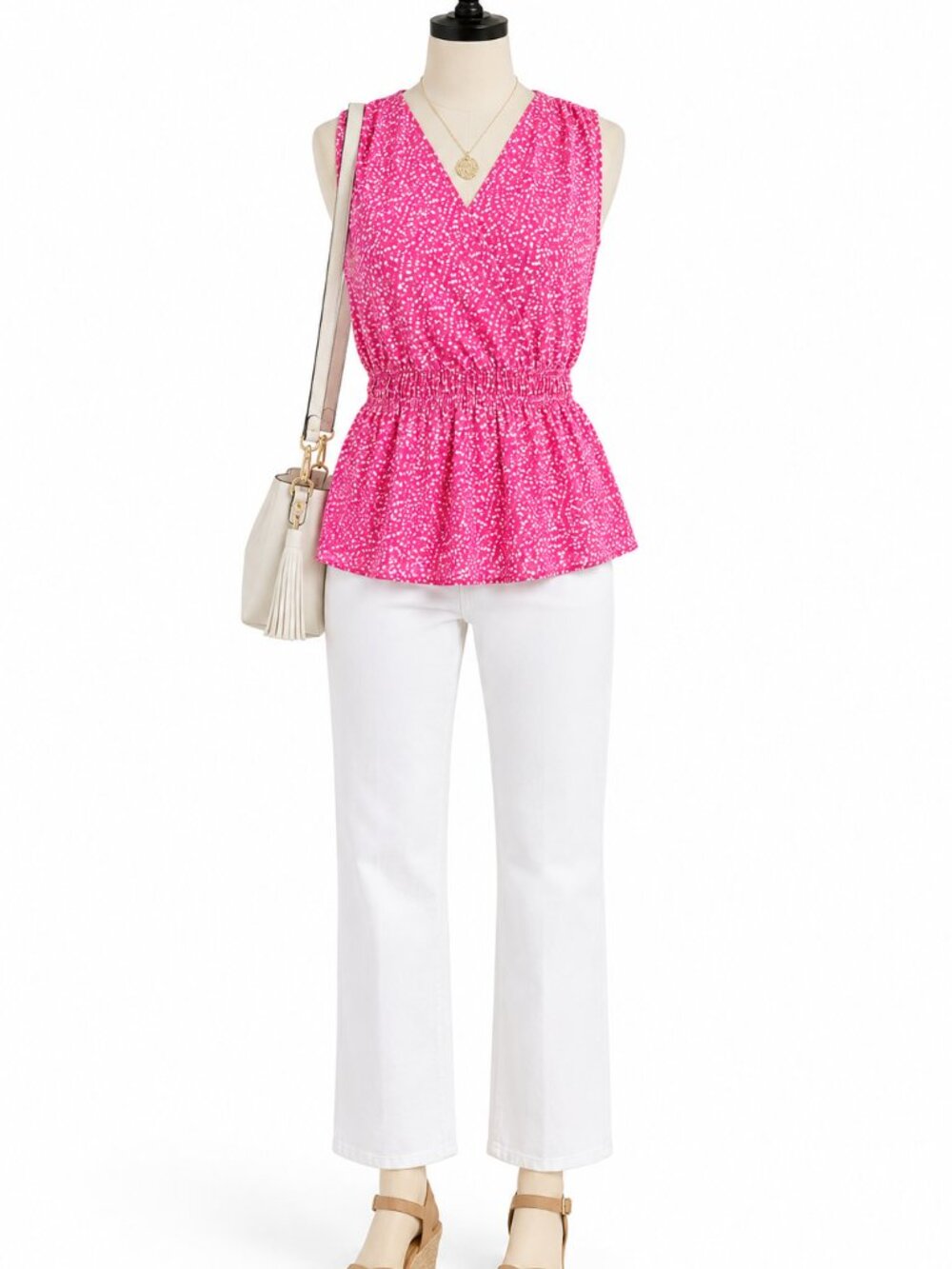 Gilli Pink Sleeveless Peplum Top | Size L | New Without Tags